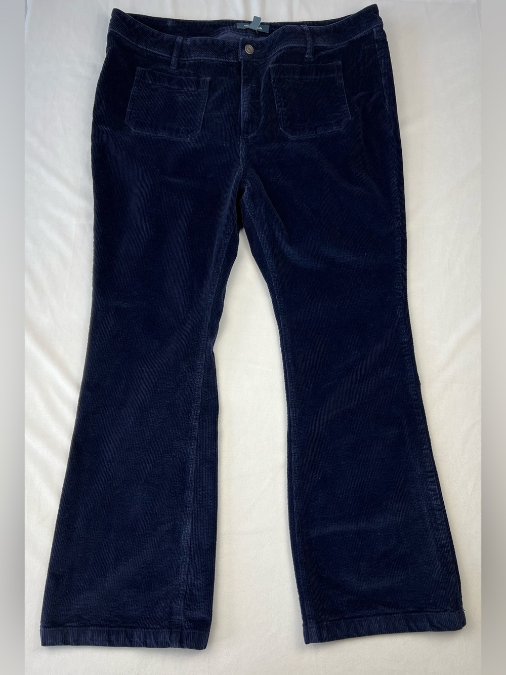 ModCloth Womens Navy Blue Corduroy Flared Leg Pants Size 20W Patch Pockets Boho